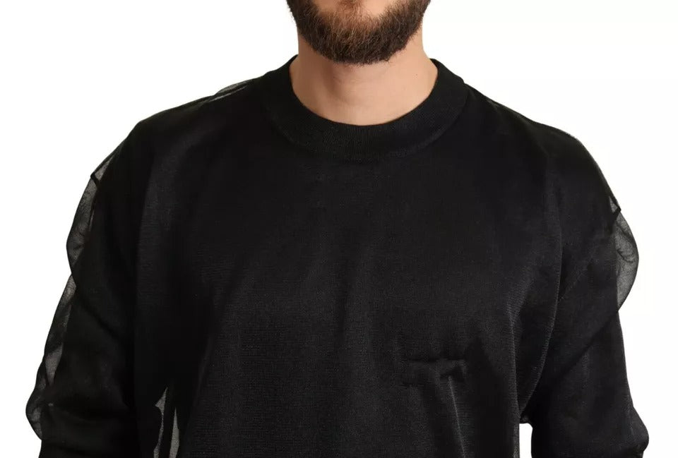 Dolce & Gabbana Schwarzer Logo-Crewneck-Langarmpullover