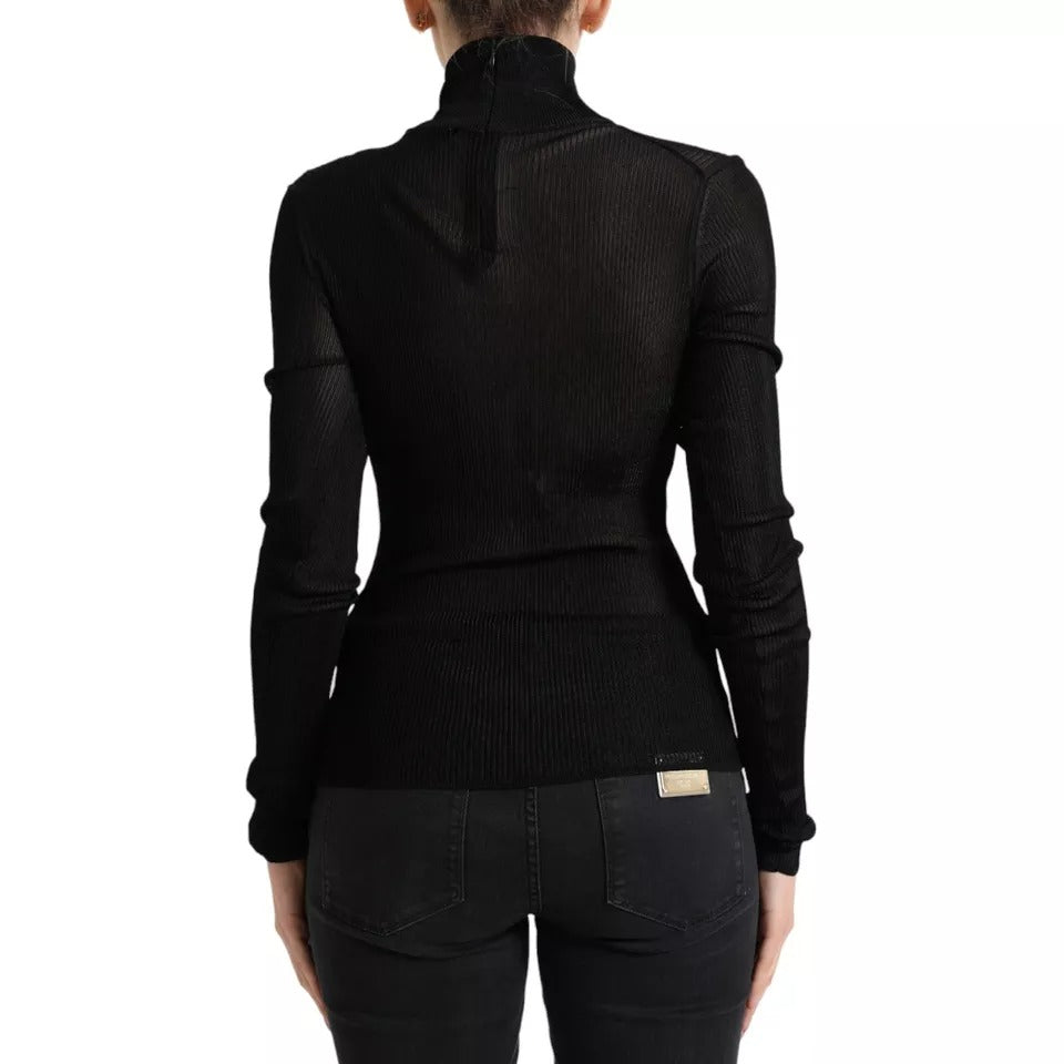 Dolce & Gabbana Schwarzer Viskose-Rollkragenpullover