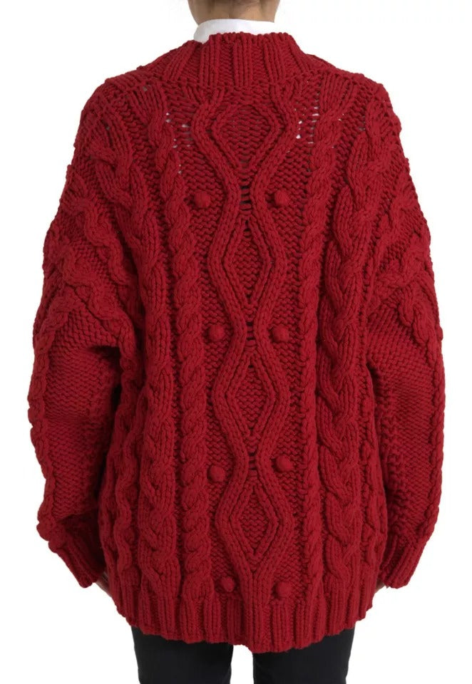 Dolce & Gabbana Rote Strickjacke mit Knopfleiste aus Wolle