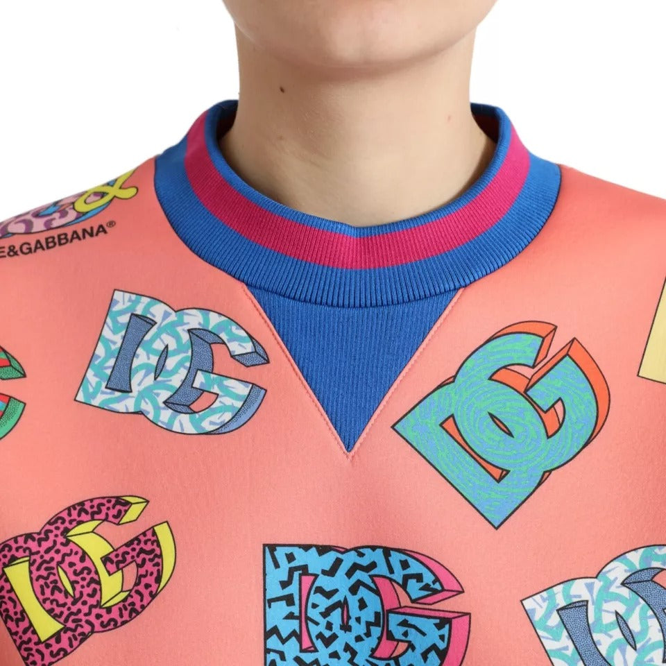 Dolce & Gabbana Lachsrosa Logo Print Sweatshirt Pullover
