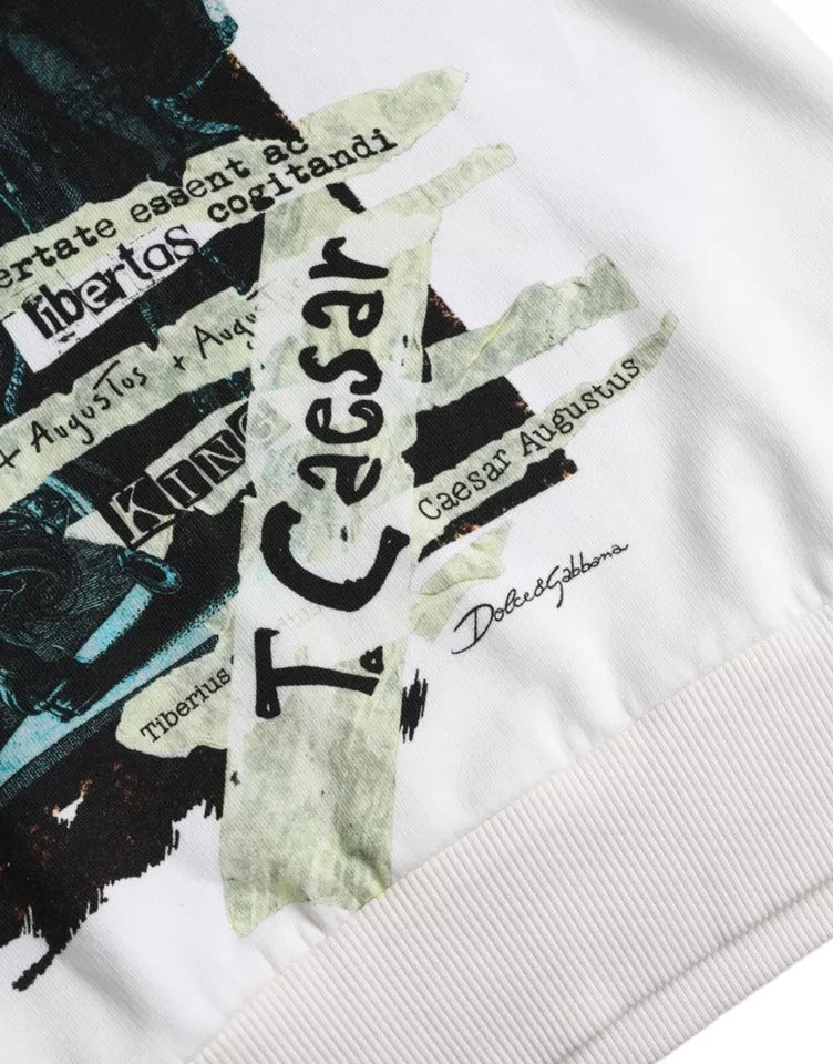 Dolce & Gabbana Weißer Kapuzenpullover aus Baumwolle von Caesar