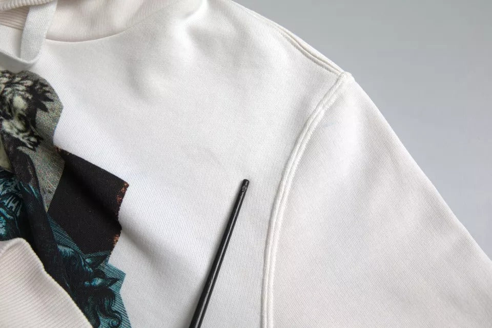 Dolce & Gabbana Weißer Kapuzenpullover aus Baumwolle von Caesar