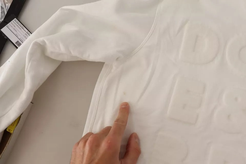 Dolce & Gabbana Weißes Sweatshirt aus Baumwolle mit Logoprägung Pullover