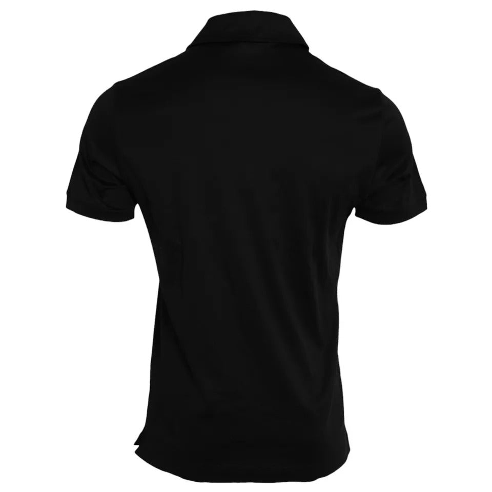 Dolce & Gabbana Schwarzes Logo-Polo-T-Shirt aus Baumwolle mit Kragen
