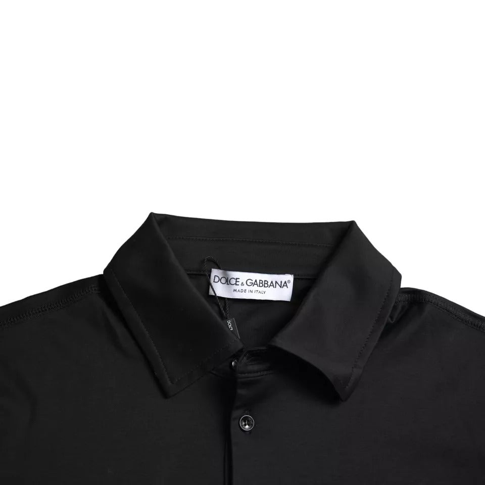 Dolce & Gabbana Schwarzes Logo-Polo-T-Shirt aus Baumwolle mit Kragen
