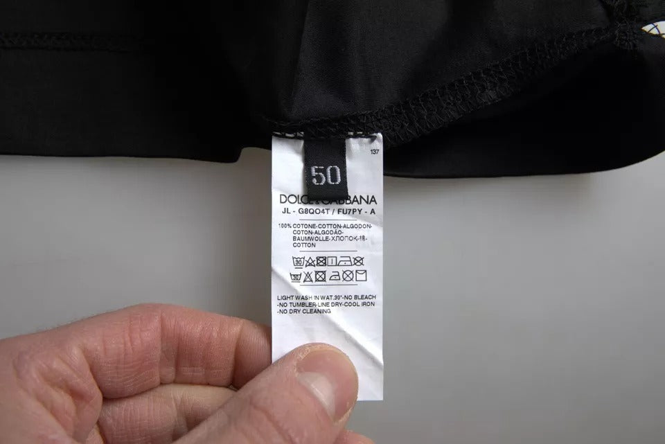 Dolce & Gabbana Schwarzes Logo-Polo-T-Shirt aus Baumwolle mit Kragen