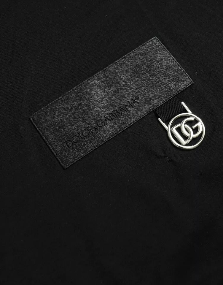 Dolce & Gabbana Schwarzes Logo-Patch T-Shirt mit Rundhalsausschnitt aus Baumwolle