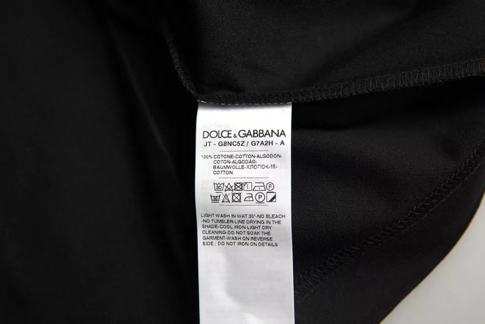 Dolce & Gabbana Schwarzes Logo-Patch T-Shirt mit Rundhalsausschnitt aus Baumwolle