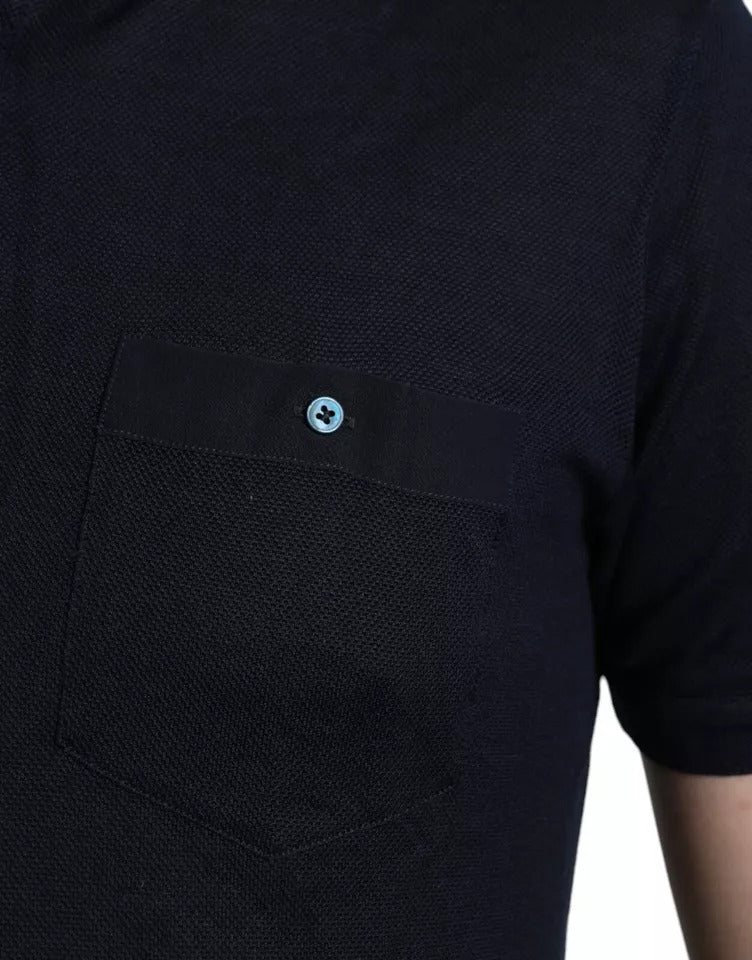 Dolce & Gabbana Marineblaues Polo-T-Shirt mit Kragen und kurzen Ärmeln