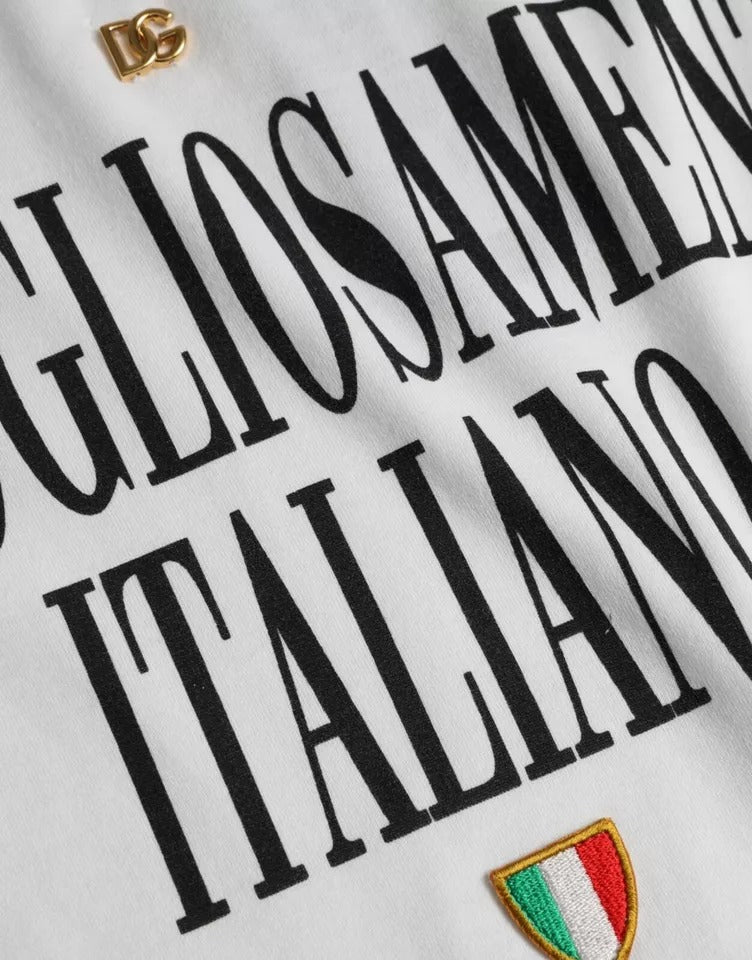 Dolce & Gabbana Weißes Logo Baumwoll-Rundhals-T-Shirt mit kurzen Ärmeln