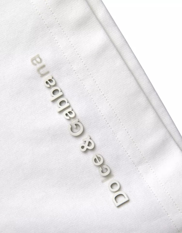 Dolce & Gabbana Weißes T-Shirt mit Logo-Prägung aus Baumwolle mit Rundhalsausschnitt