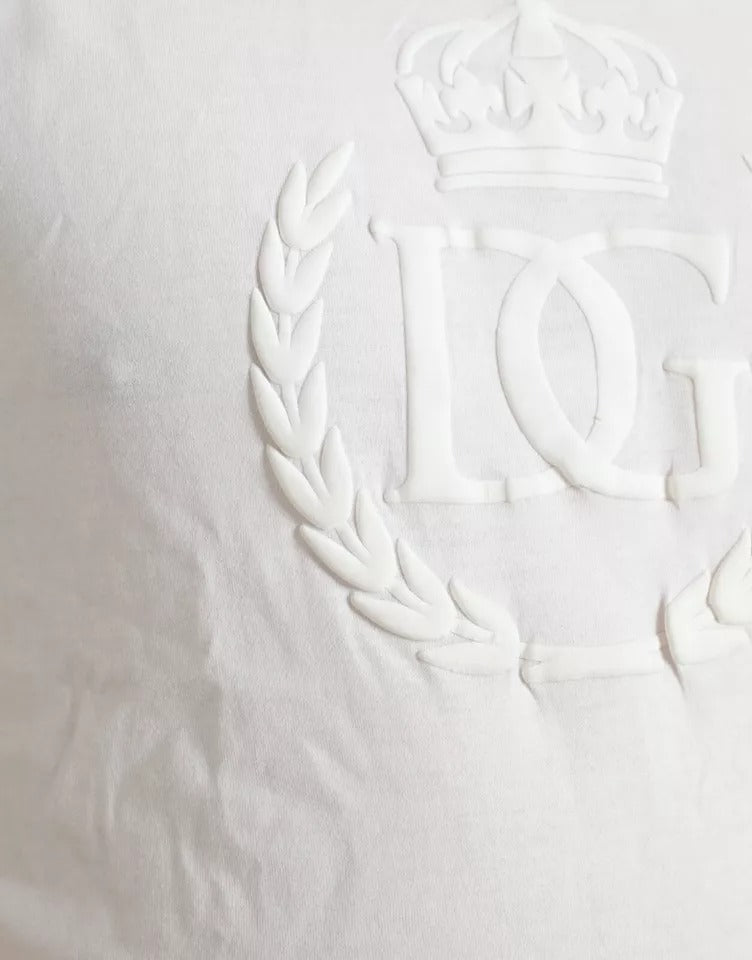 Dolce & Gabbana Weißes T-Shirt mit Rundhalsausschnitt und kurzen Ärmeln mit Logo-Prägung