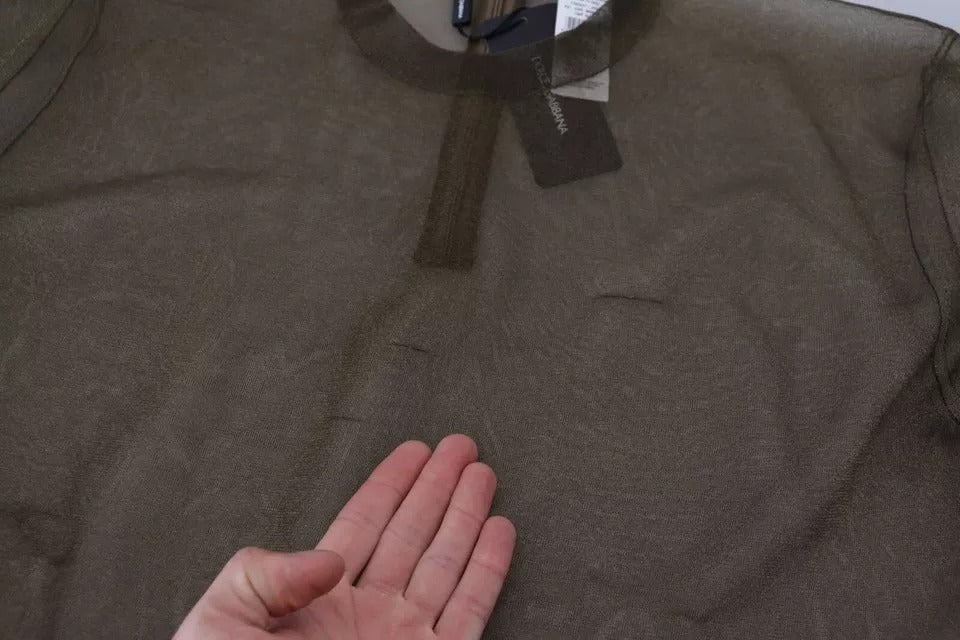 Dolce & Gabbana Schwarzes Transparentes langärmeliges Top mit Rundhalsausschnitt