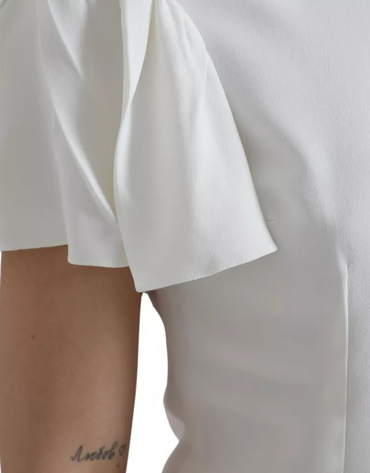 Dolce & Gabbana Weißes Viskose-Rundhals-Top mit kurzen Ärmeln