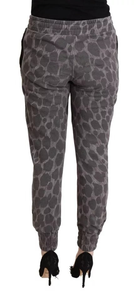 Dolce & Gabbana Graue Sweatpants mit Leopardenmuster Jogginghose