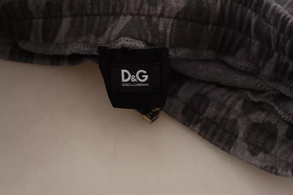 Dolce & Gabbana Graue Sweatpants mit Leopardenmuster Jogginghose