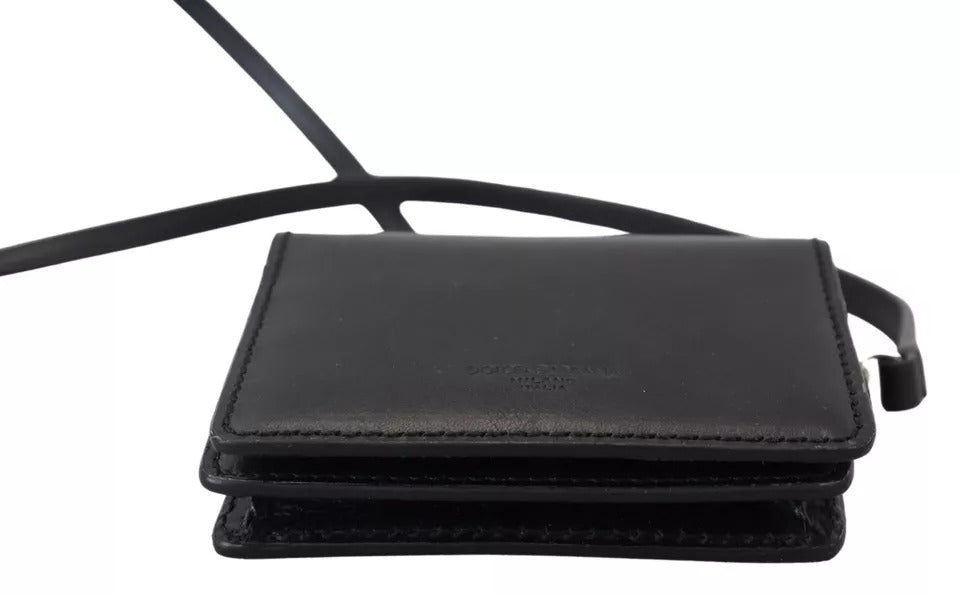 Dolce & Gabbana Schwarzes Leder Bifold Shoulder Sling Frauen Brieftasche (Kopie)