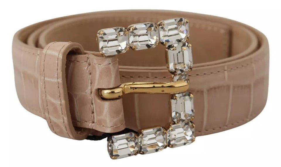 Dolce & Gabbana Damen-Gürtel aus beigem Leder mit Kristallschnalle
