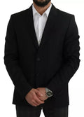 Dolce & Gabbana Schwarzer Blazer aus Wolle mit schmaler Passform und Reverskragen