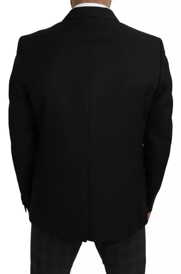 Dolce & Gabbana Schwarzer Blazer aus Wolle mit schmaler Passform und Reverskragen