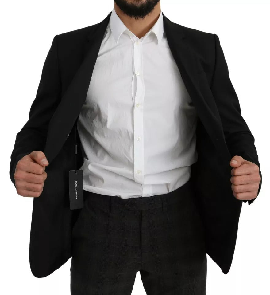 Dolce & Gabbana Schwarzer Blazer aus Wolle mit schmaler Passform und Reverskragen