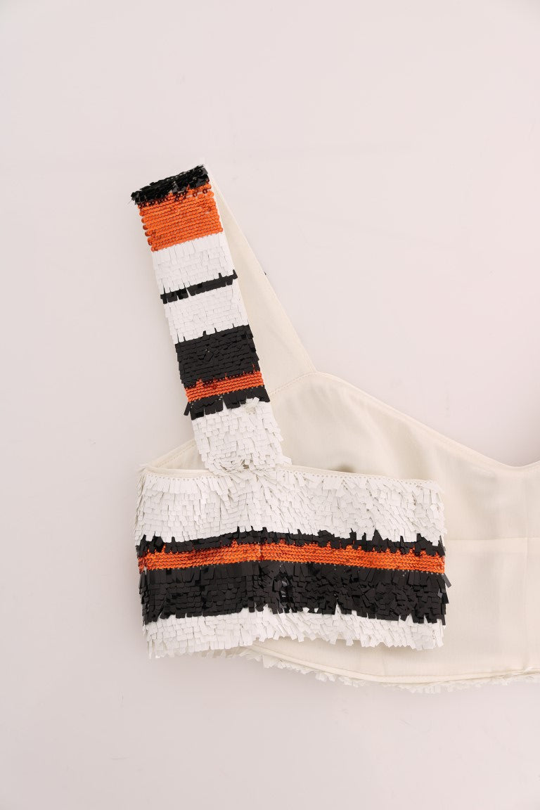 Dolce & Gabbana Multicolor Paillettenbesetztes Stretch-Bustier-Top