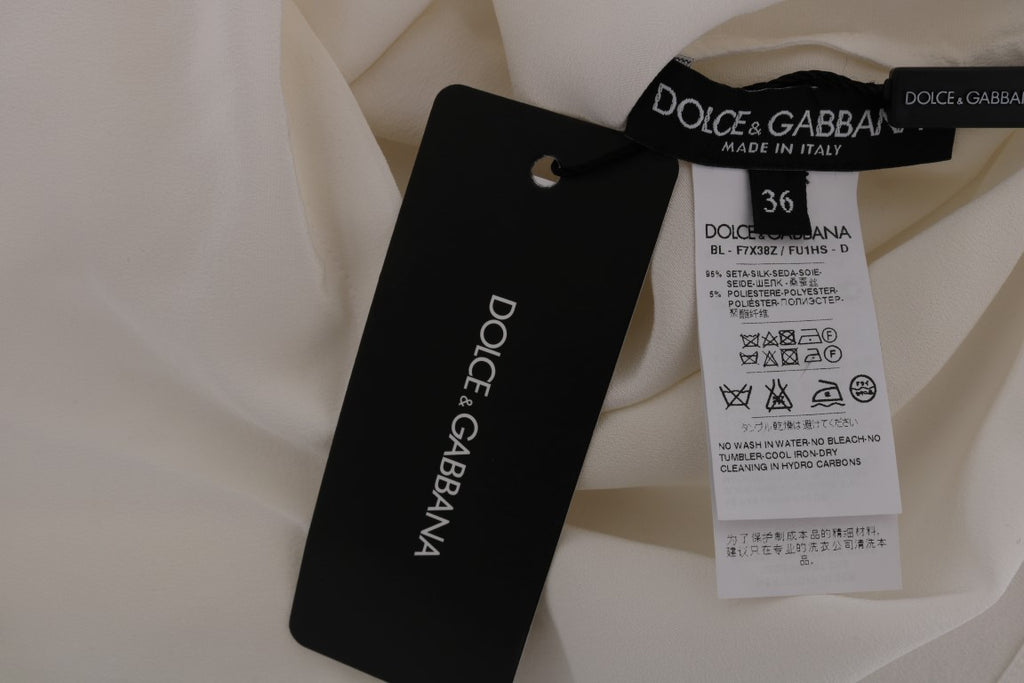 Dolce & Gabbana Weißes Seiden-T-Shirt ITALIA IS LOVE Bluse