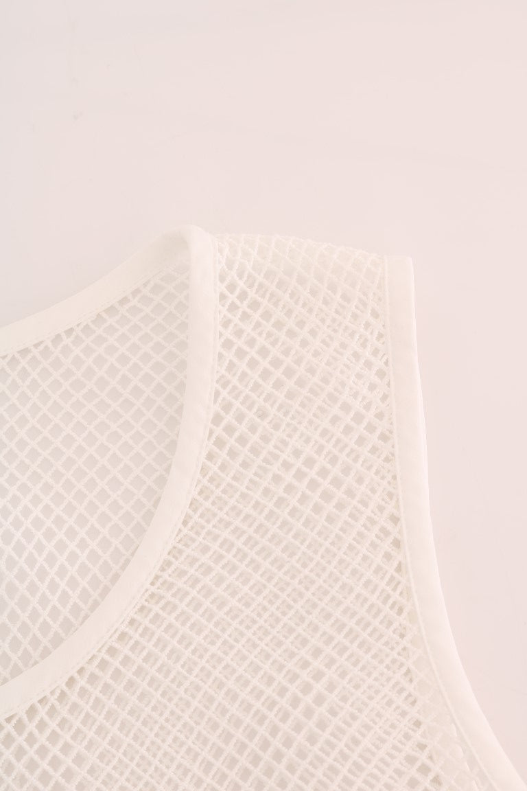 Dolce & Gabbana Weißes Netz-Tank-Transparent-Top