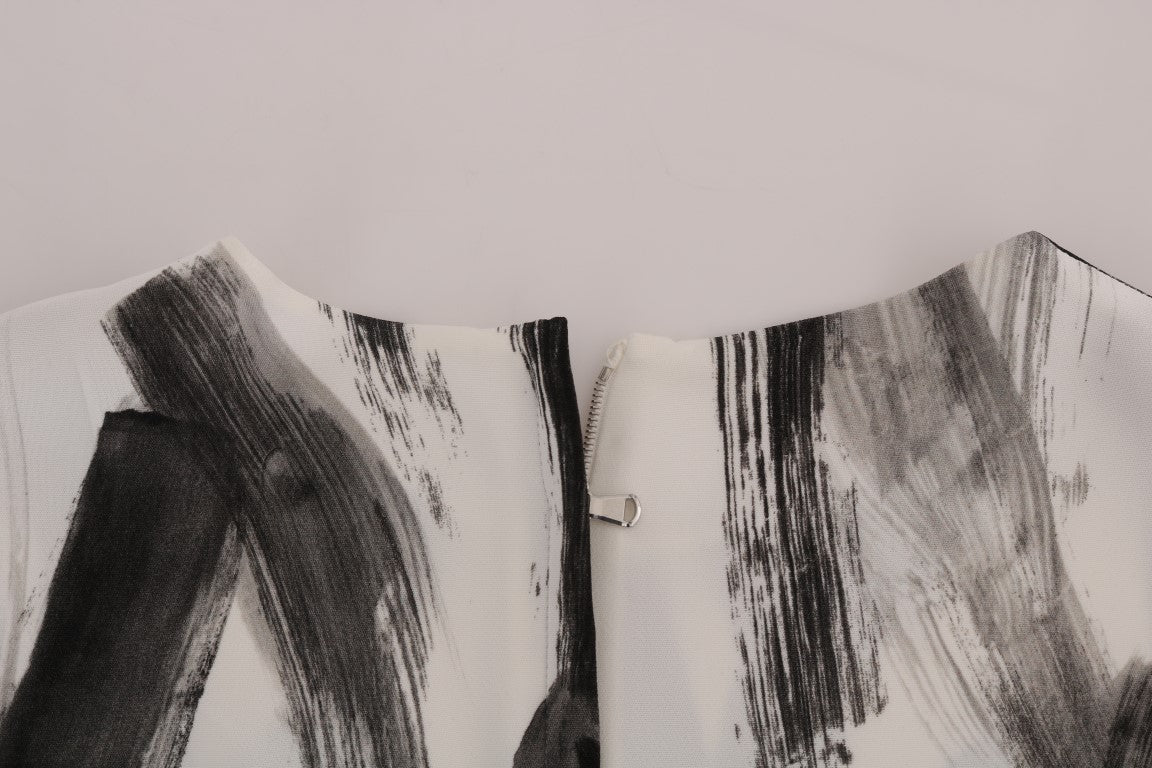 Dolce & Gabbana Weiß-schwarz gestreiftes bedrucktes Blusentop