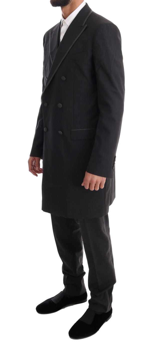 Dolce & Gabbana Grauer Woll-Stretch-3-Stück-Anzug mit zwei Knöpfen