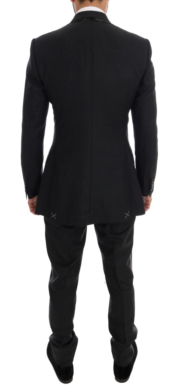 Dolce & Gabbana Grauer doppelreihiger 3-teiliger Anzug aus Wolle