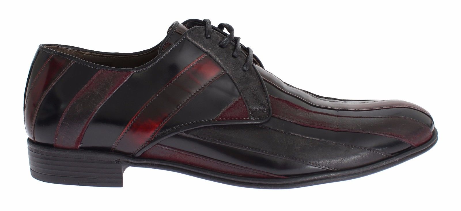 Dolce & Gabbana Schwarz Bordeaux Leder Kleid Formelle Schuhe
