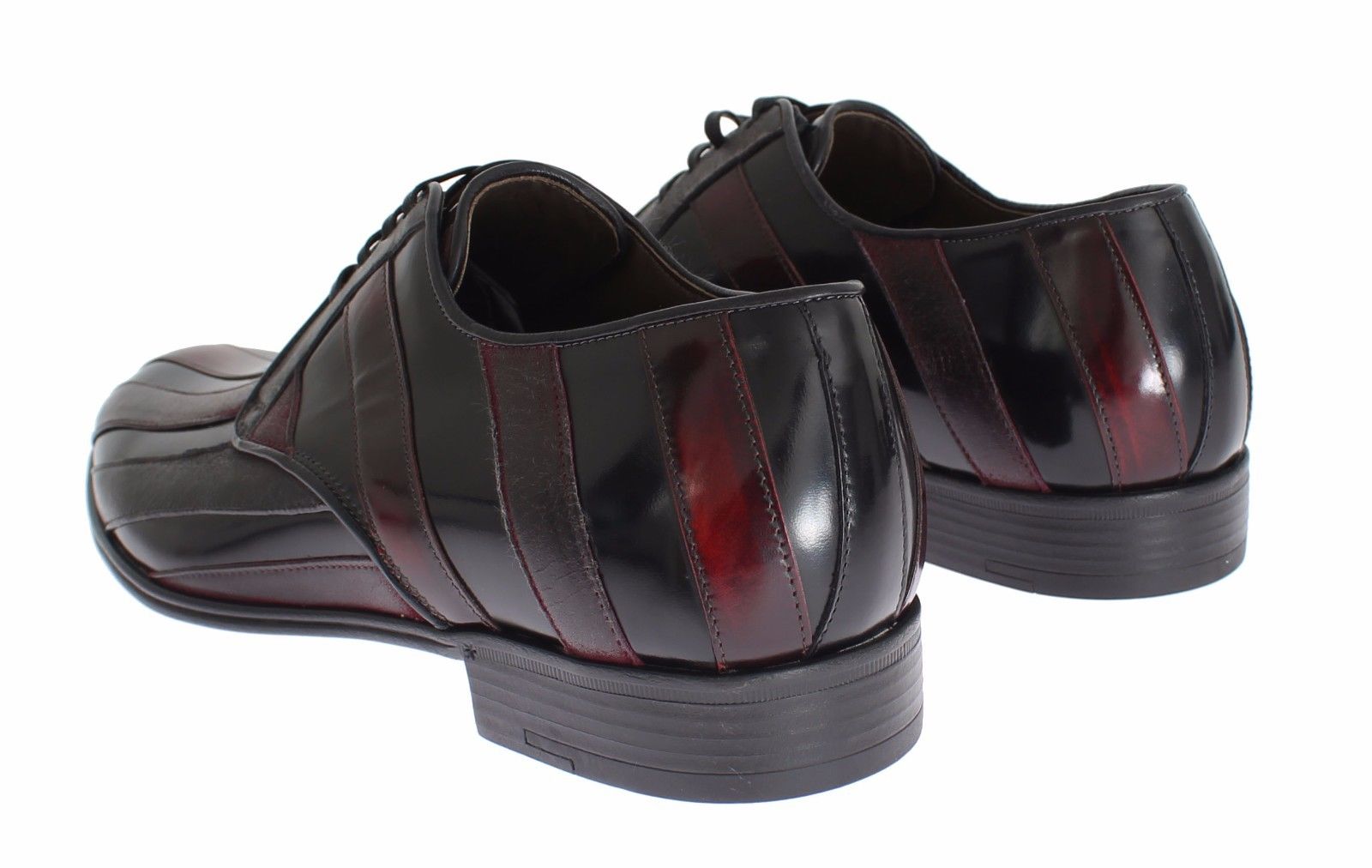 Dolce & Gabbana Schwarz Bordeaux Leder Kleid Formelle Schuhe