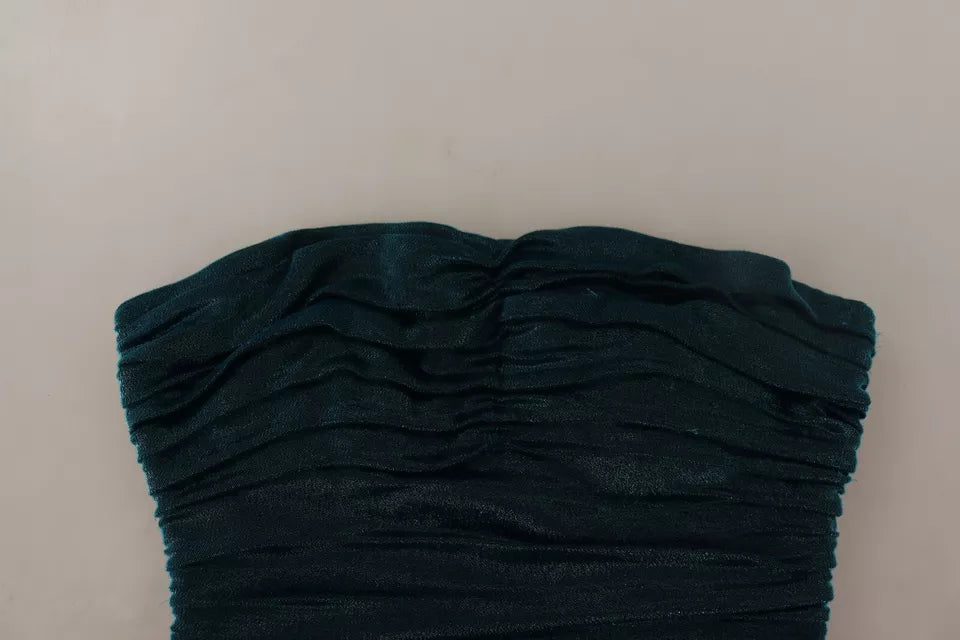 Dolce & Gabbana Türkisfarbenes Bustier-Mieder Drapiertes Midikleid.