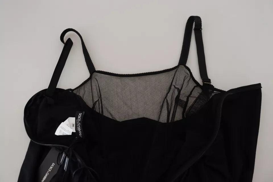 Dolce & Gabbana Schwarzes Etuikleid Midikleid Wolle Wrap Dress