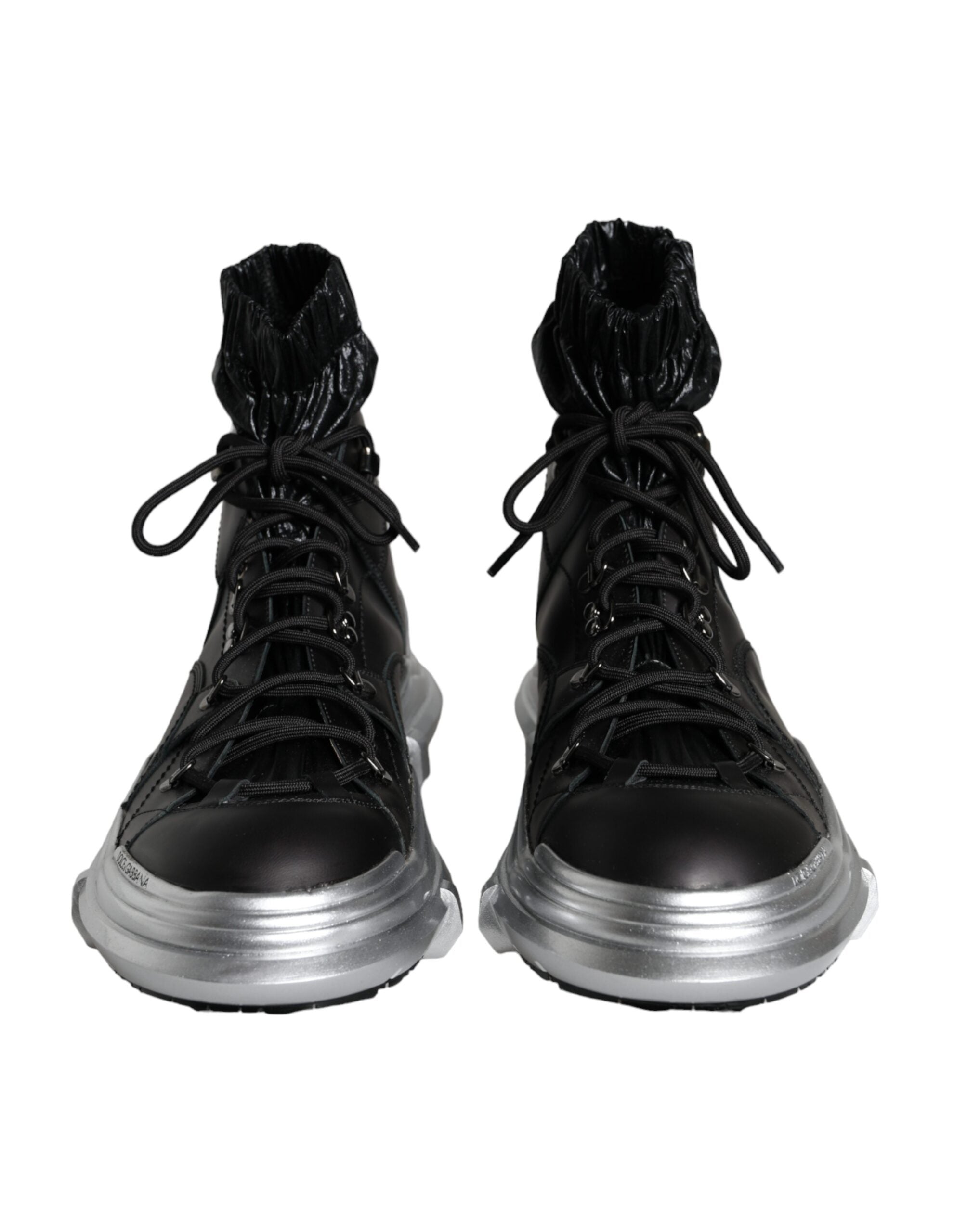 Dolce & Gabbana Schwarze Nylon Galileo High Top Sneakers Schuhe