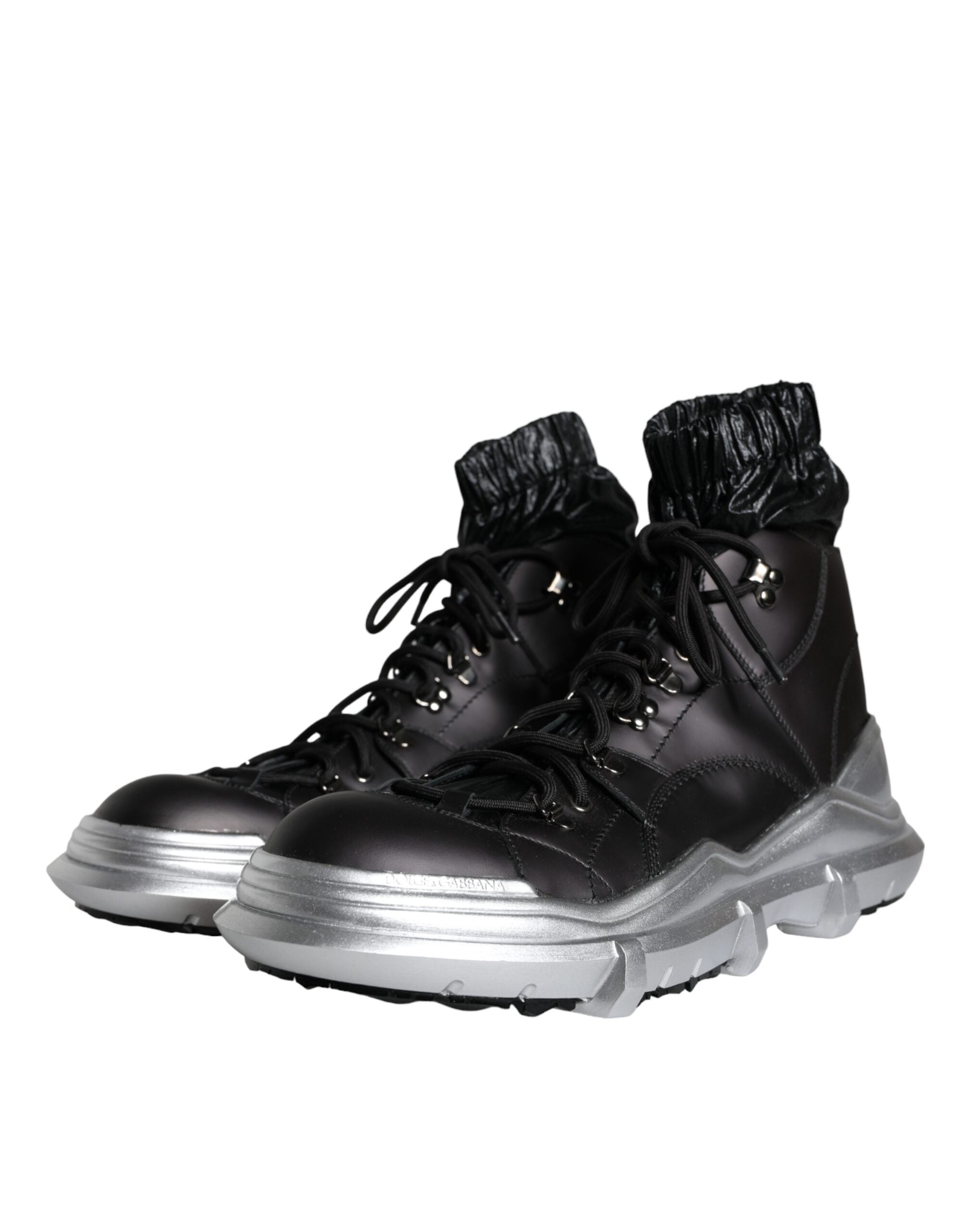 Dolce & Gabbana Schwarze Nylon Galileo High Top Sneakers Schuhe