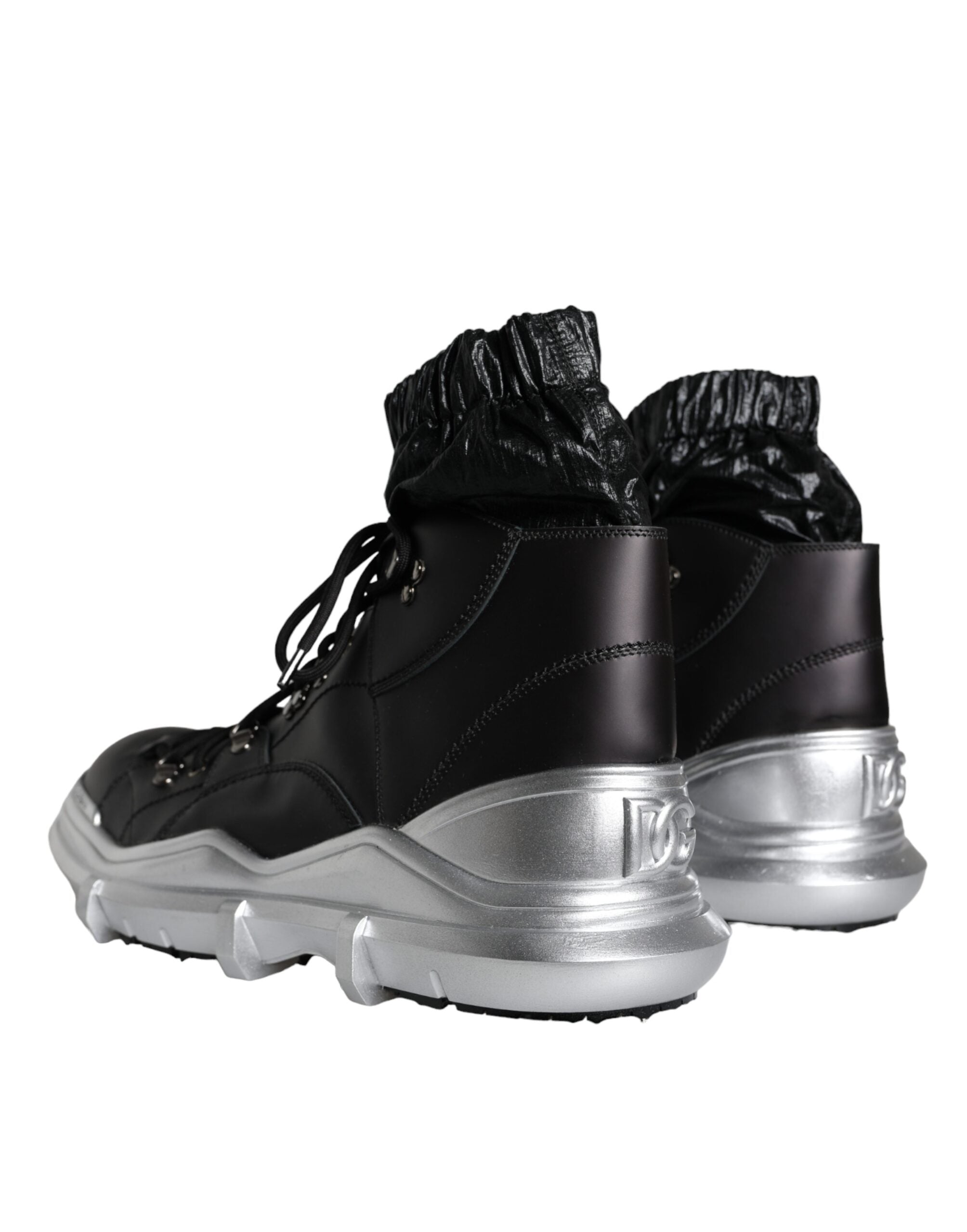 Dolce & Gabbana Schwarze Nylon Galileo High Top Sneakers Schuhe