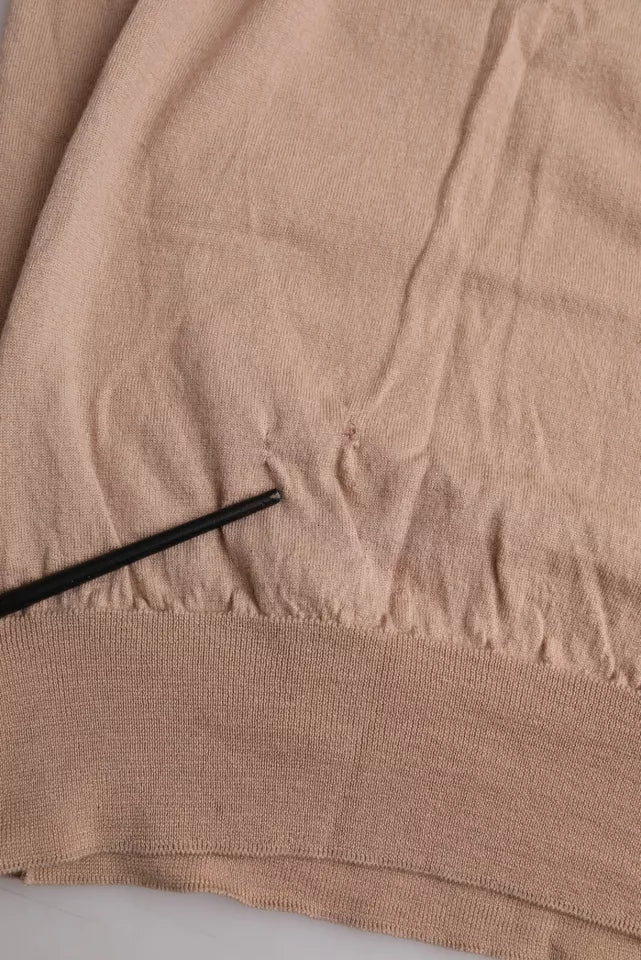 Dolce & Gabbana Braun Wolle Schwarz Spitze 3/4 Ärmel Bluse Top