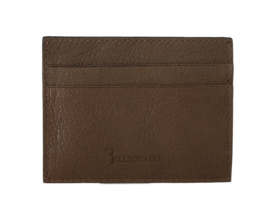 Billionaire Italian Couture Brauner Leder-Kartenhalter Brieftasche