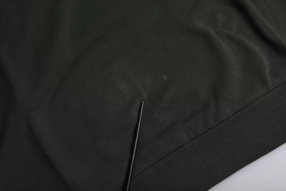 Dolce & Gabbana Grüner Logo-Baumwollpullover mit Rundhalsausschnitt