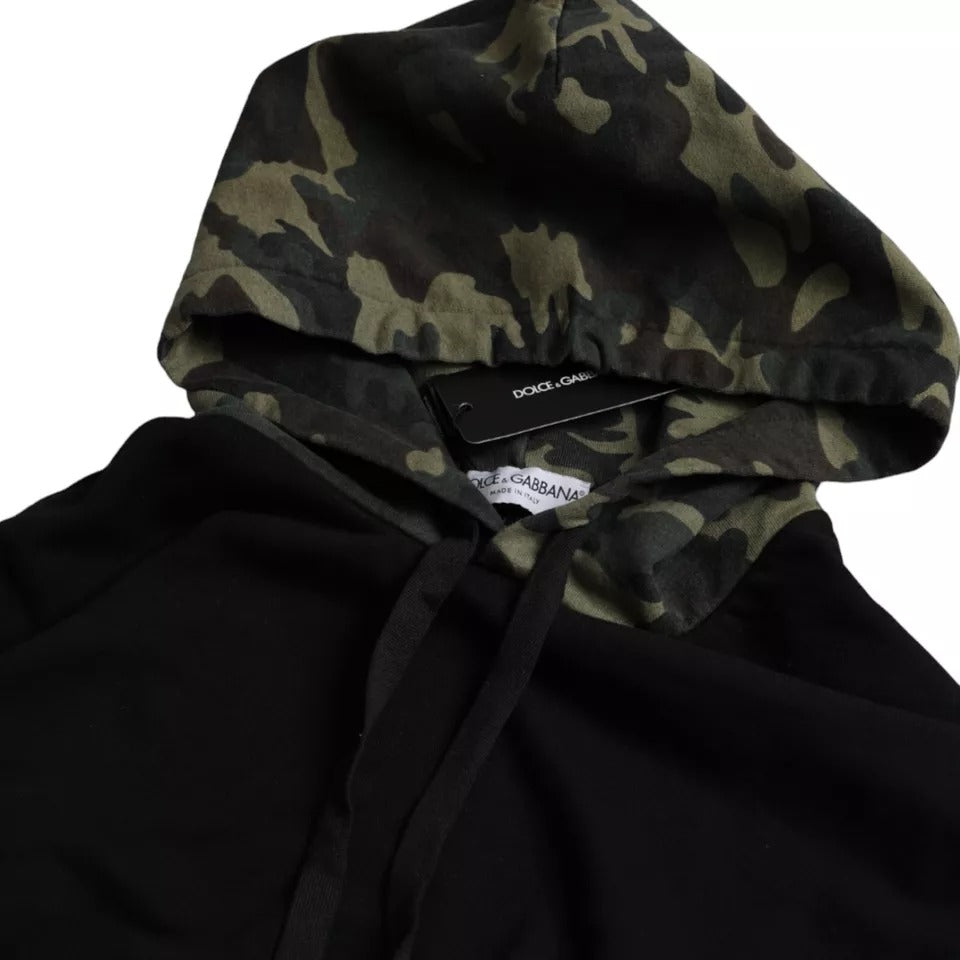 Dolce & Gabbana Schwarzes Kapuzen-Sweatshirt mit Camouflage