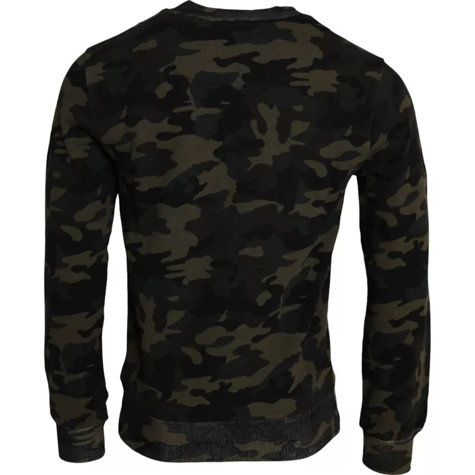 Dolce & Gabbana Schwarzer Camouflage Pullover mit Rundhalsausschnitt