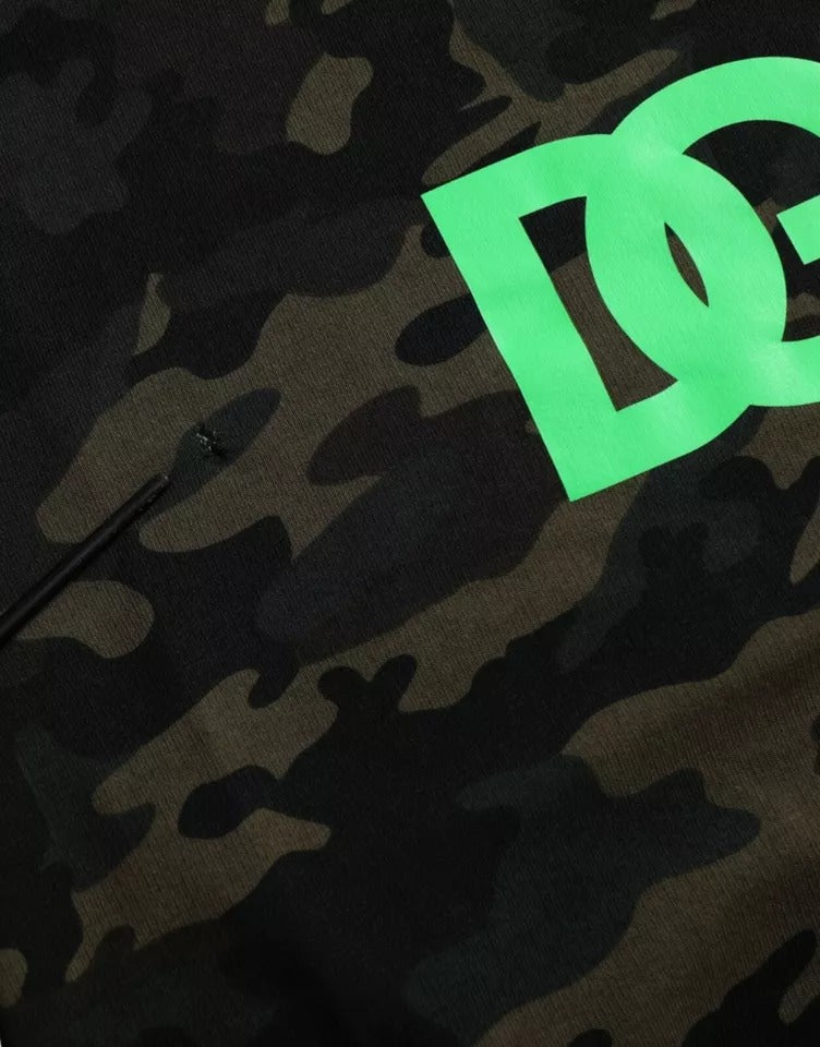 Dolce & Gabbana Schwarzer Camouflage Pullover mit Rundhalsausschnitt