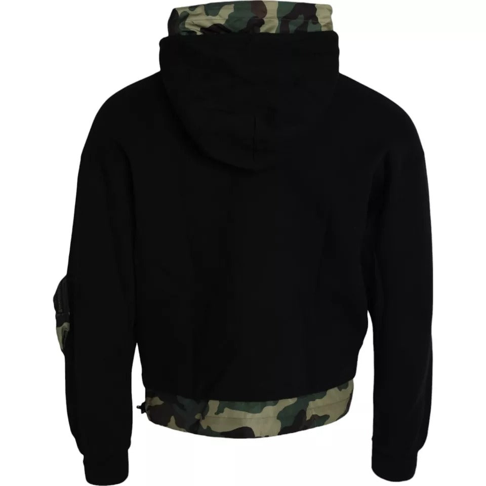Dolce & Gabbana Schwarzes Kapuzen-Sweatshirt mit Camouflage