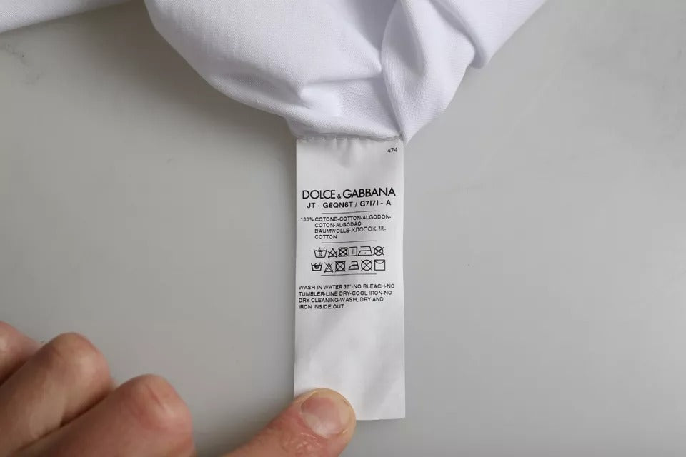 Dolce & Gabbana Weißes Camouflage Sterne Rundhalsausschnitt Männer-T-Shirt