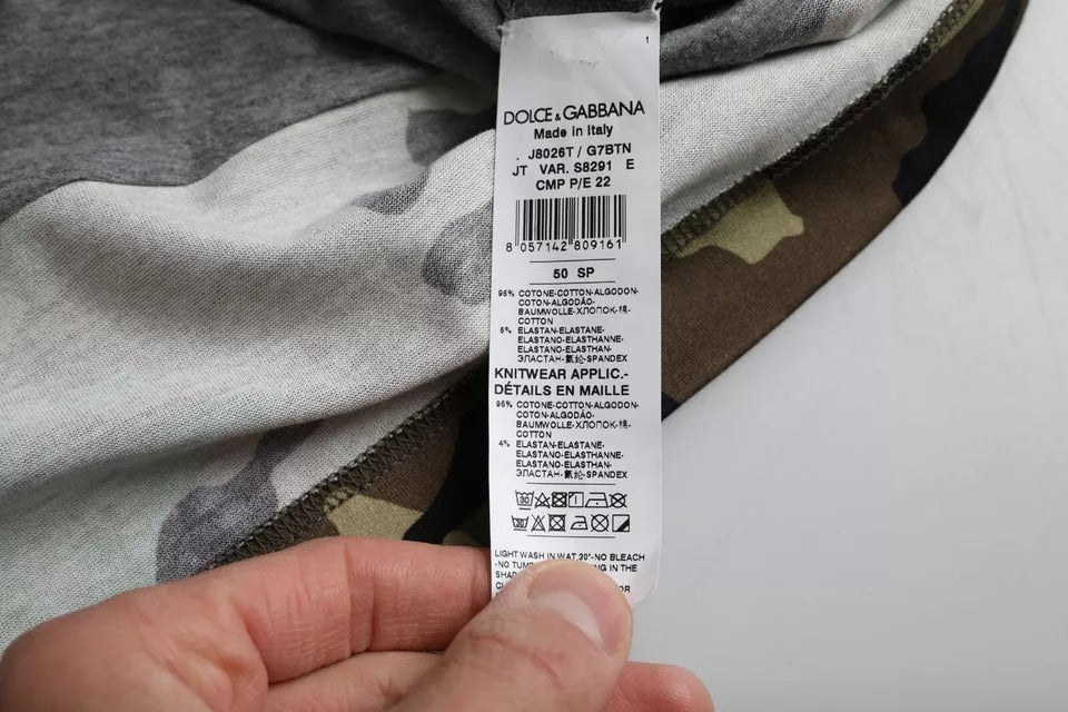 Dolce & Gabbana Multicolor Camouflage Baumwolle Rundhalsausschnitt Männer T-shirt