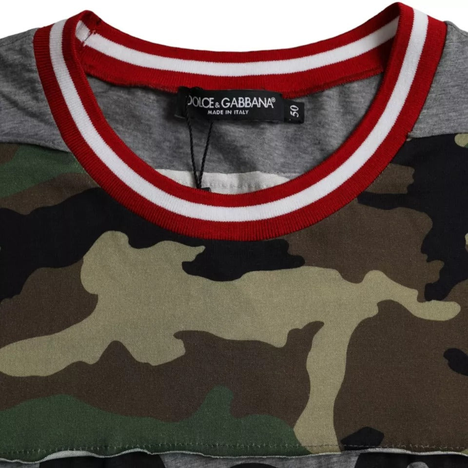 Dolce & Gabbana Multicolor Camouflage Baumwolle Rundhalsausschnitt Männer T-shirt
