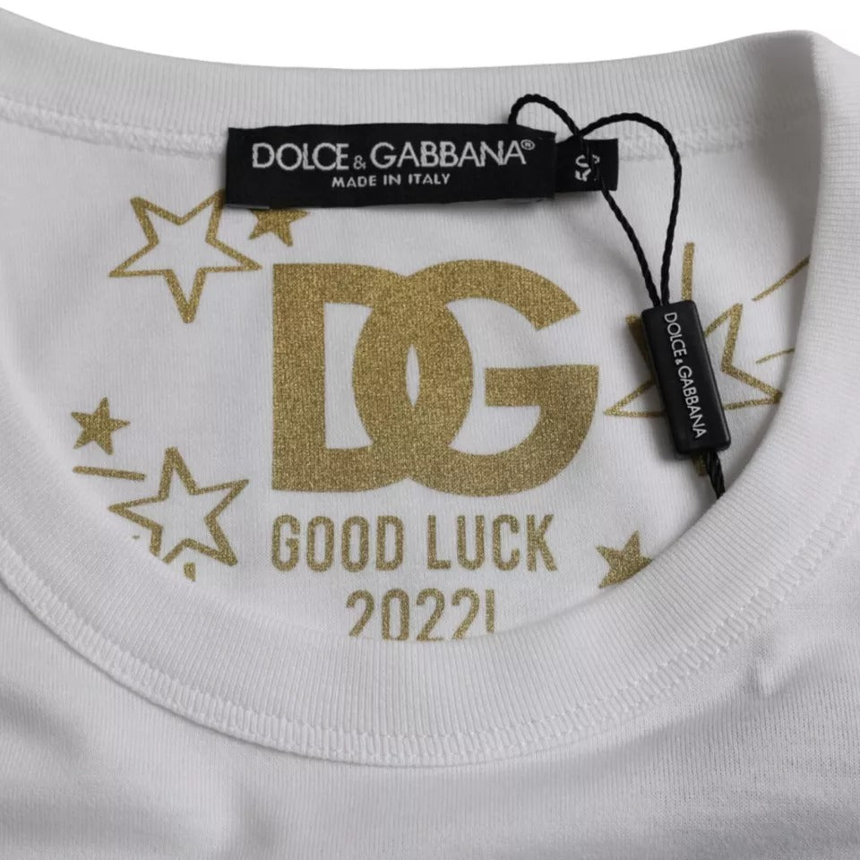 Dolce & Gabbana Weißes Baumwoll-T-Shirt mit Rundhalsausschnitt und kurzen Ärmeln