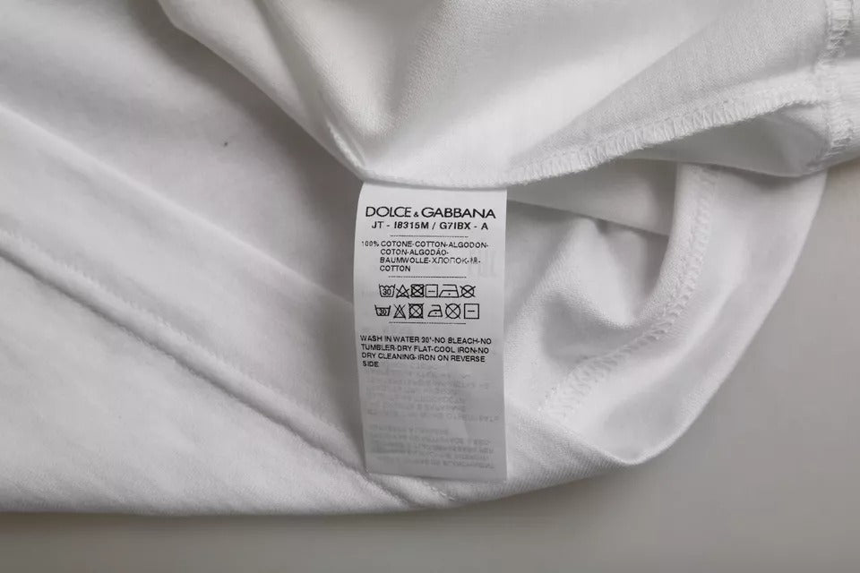 Dolce & Gabbana Weißes Baumwoll-T-Shirt mit Rundhalsausschnitt und kurzen Ärmeln